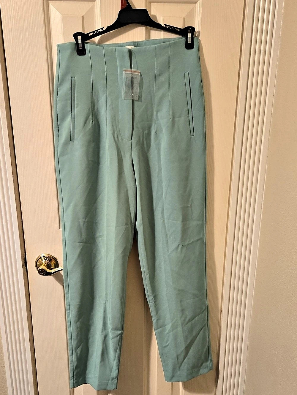 Active USA High Waist Pintuck Detail Long Pants Green Medium
